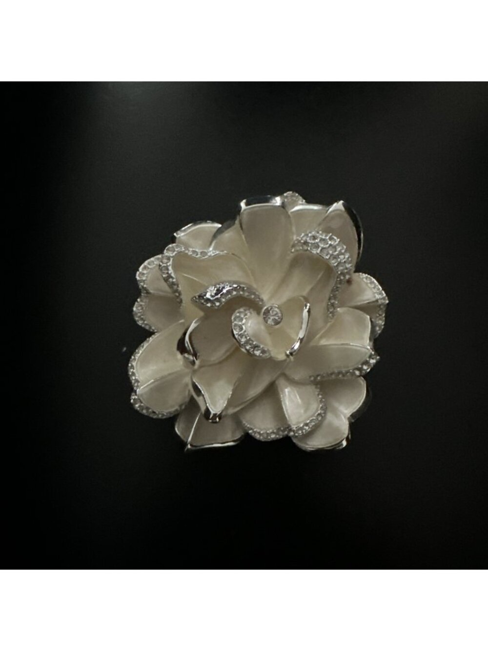 Joan Rivers LIMITED EDITION #21 Ivory Pave Gardenia Swarovski Crystal Pin Brooch